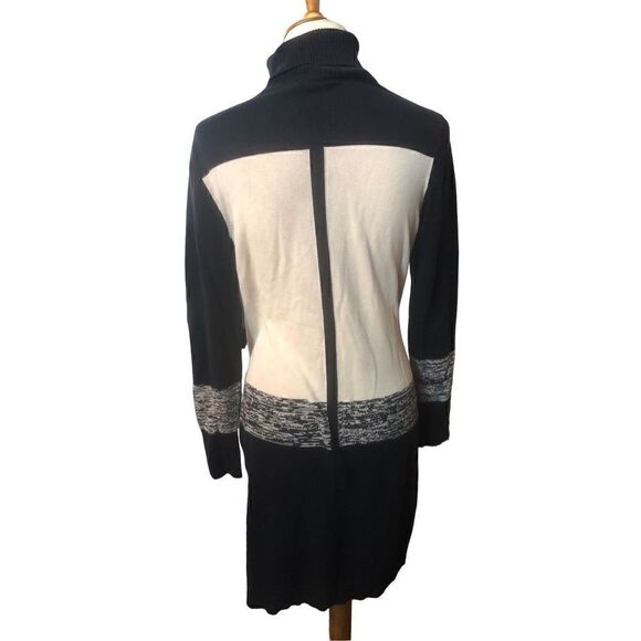Narcisco Rodriguez Colorblock Turtleneck Sweater Dress Black Cream Size Large - Picture 6 of 13